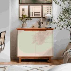 buffet 2 portas flow sin gavetas off white / freijo