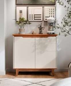 buffet 2 portas flow sin gavetas off white / freijo - Imagen 3