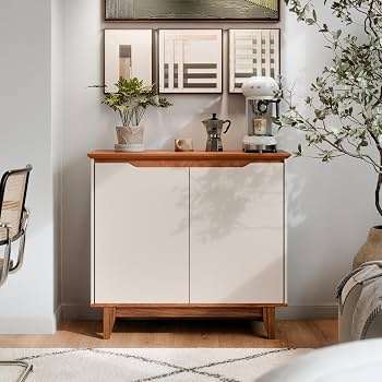 buffet 2 portas flow sin gavetas off white / freijo - Imagen 3