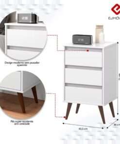 mesa de noche retro wood blanco - Imagen 4
