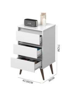 mesa de noche retro wood blanco - Imagen 2