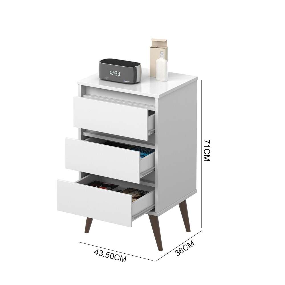 mesa de noche retro wood blanco - Imagen 2