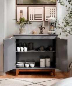 buffet 2 portas flow sin gavetas cinza - Imagen 4