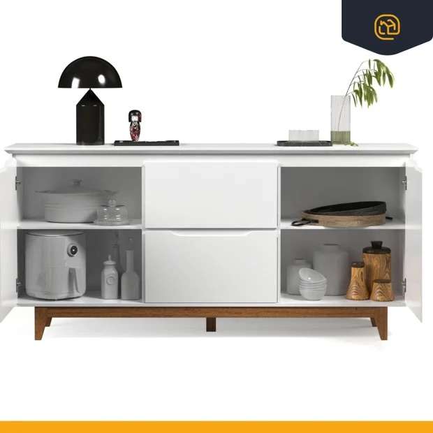 buffet 2 portas flow con gavetas blanco - Imagen 3