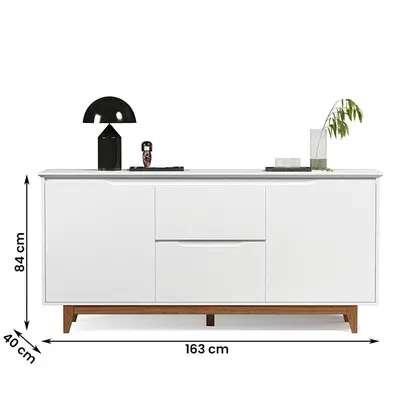 buffet 2 portas flow con gavetas blanco - Imagen 4