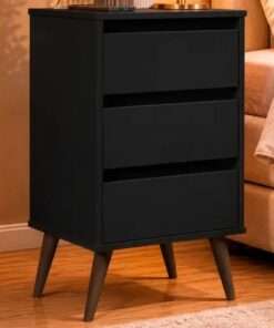 mesa de noche retro wood negra - Imagen 3
