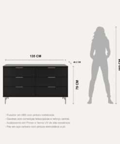 Comoda yves 1.35 negra champagne - Imagen 4