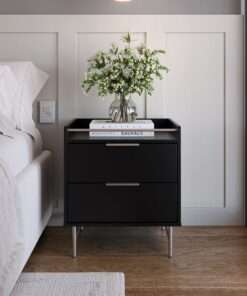 mesa de cabeceira yves 1.35 preto champagne