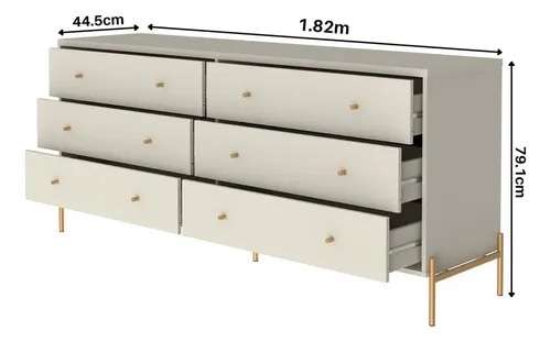 comoda jasper 1.82 off white dorado - Imagen 3