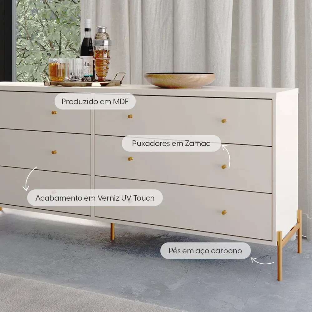 comoda jasper 1.82 off white dorado - Imagen 4