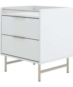 mesa de noche yves 1.35 blanca champagne - Imagen 3