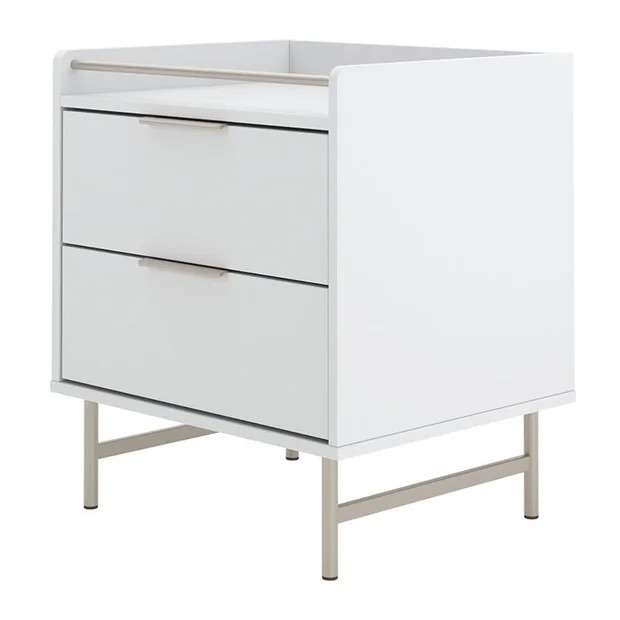 mesa de noche yves 1.35 blanca champagne - Imagen 3